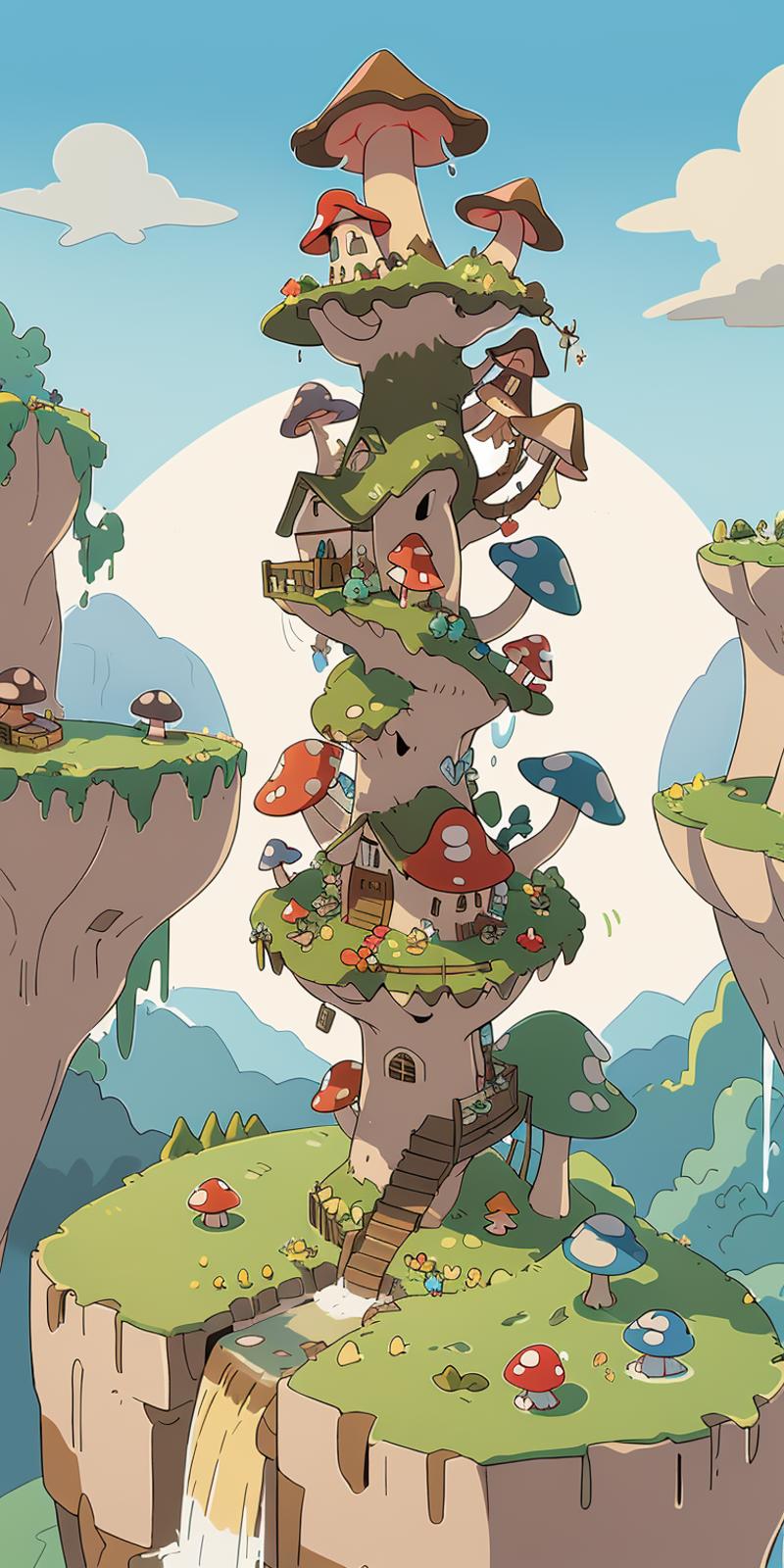 00337-3701005752-(masterpiece, best quality), mushroom village, isometric, waterfall, cloud.png